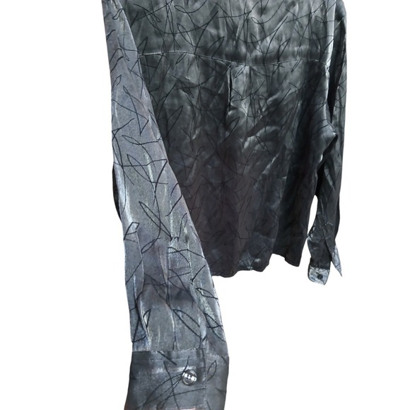 Vintage TR Bentley Plus Silver Blouse Size 16w Button Up Shiny - Picture 2 of 8